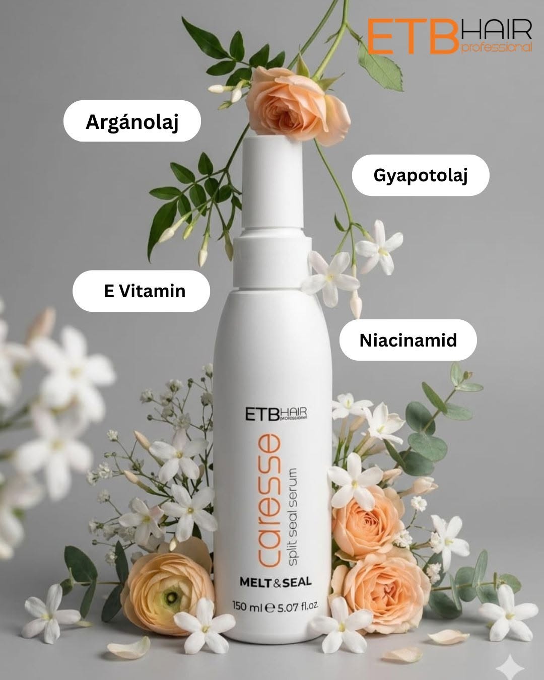 ETB HAIR PREMIUM MELT & SEAL HAJVÉGÁPOLÓ KIFÉSÜLŐ SZÉRUM, HAJBAN MARADÓ, 150 ML