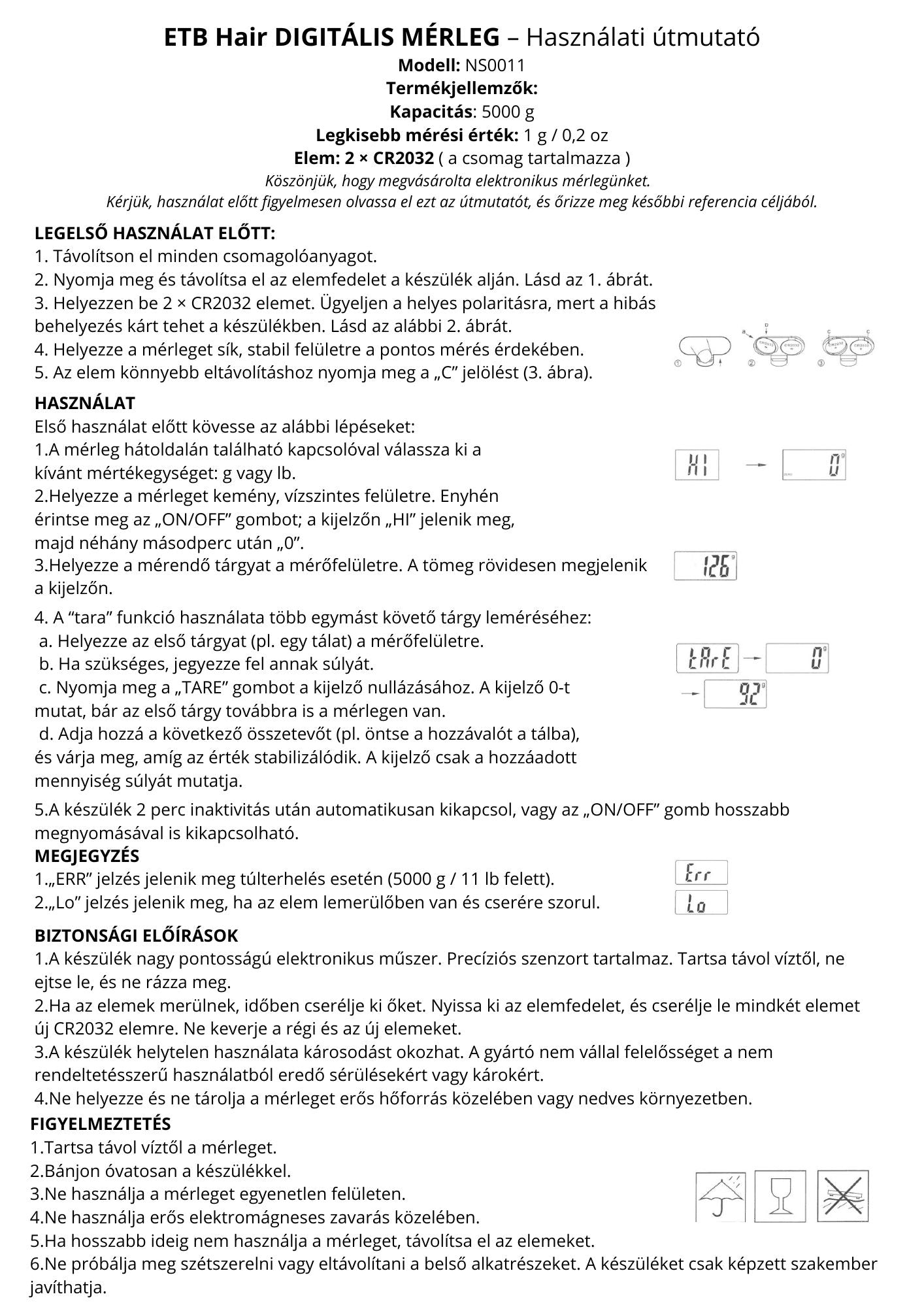 ETB Hair Digitális Üvegmérleg Pontos Mérésekhez, Max 5kg