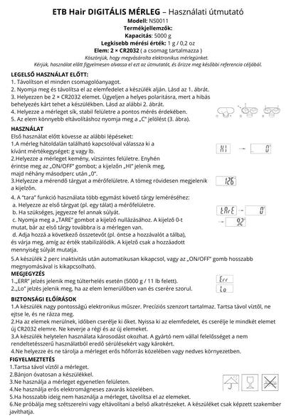 ETB Hair Digitális Üvegmérleg Pontos Mérésekhez, Max 5kg