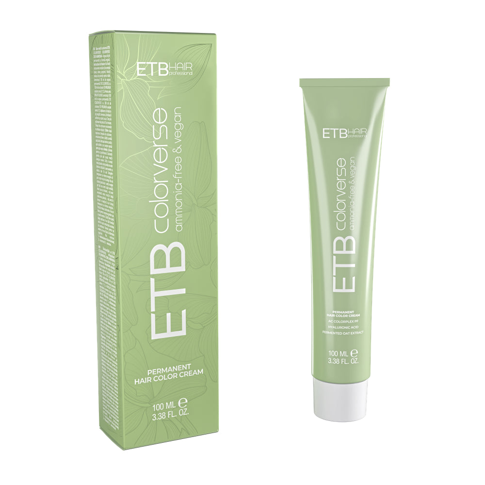 ETB HAIR COLORVERSE FĂRĂ AMONIAC & VEGAN VOPSEA PROFESIONALĂ PERMANENTĂ 1.0, NEGRU, 100 ML