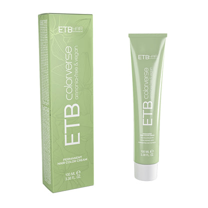 ETB HAIR COLORVERSE FĂRĂ AMONIAC & VEGAN VOPSEA PROFESIONALĂ PERMANENTĂ 1.0, NEGRU, 100 ML